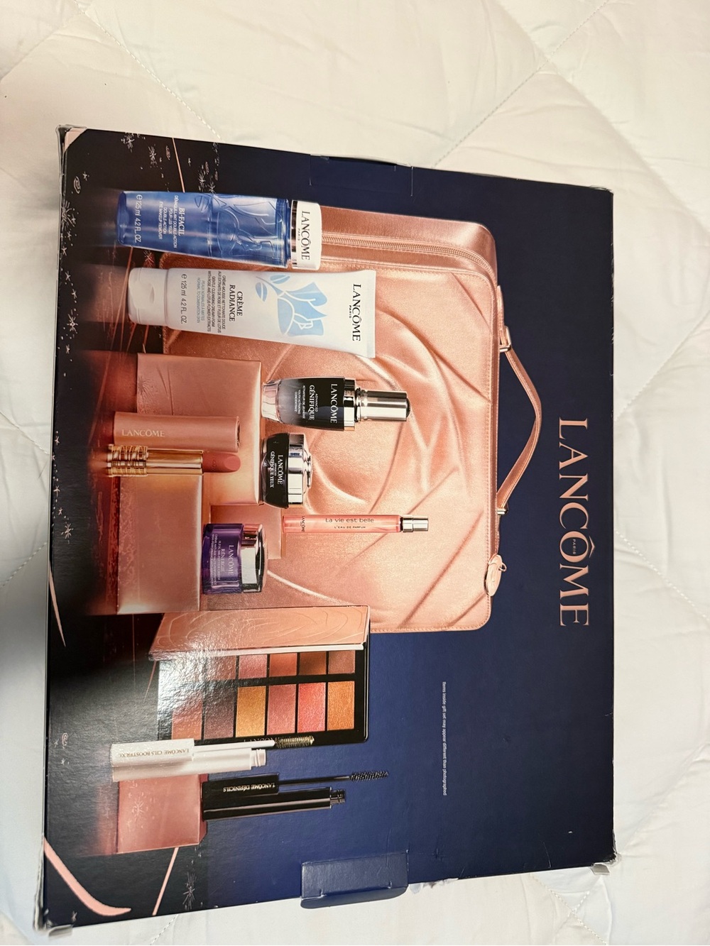 Lancôme Pink Rose Gold Makeup Bag Set with Multi-Tone Palette